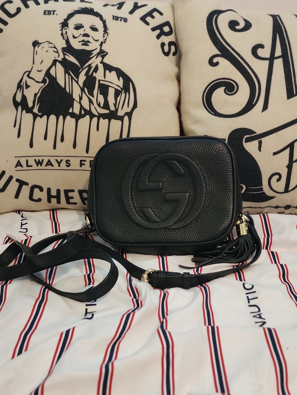 Authentic Gucci Black Pebbled Leather Small Disco Crossbody Bag 🛍️ SO CUTE